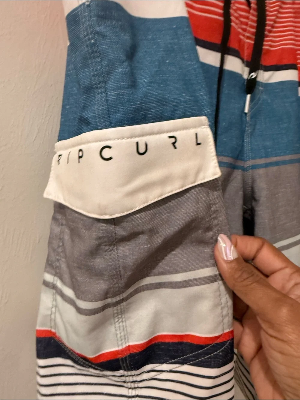 Rip Curl Men's Red & Blue Striped Surf Swim Boardshorts Coastal Vacation